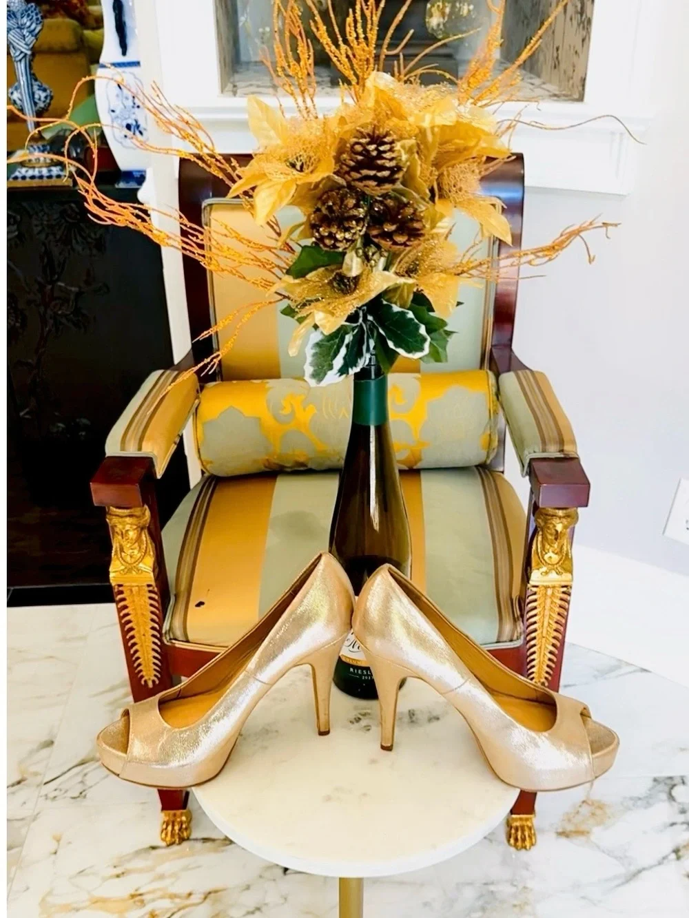 CL by Laundry Metallic Gold Peep Toe Pumps